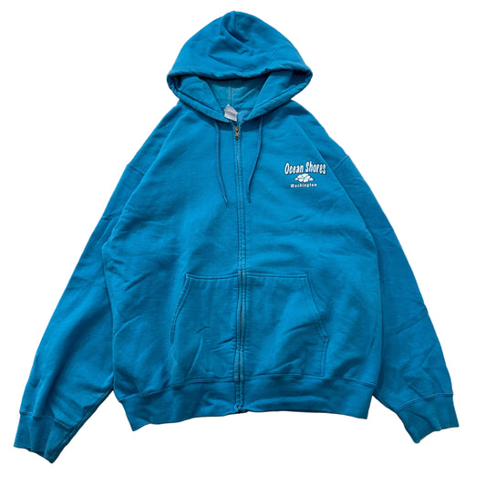 Port & Company Ocean Shores Washington Men's Blue Core Fleece Zip-Up Hoodie - XL