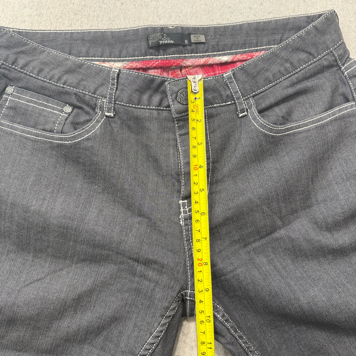 Flannel Lined Dark Gray Straight Jeans Size 8 photo 4