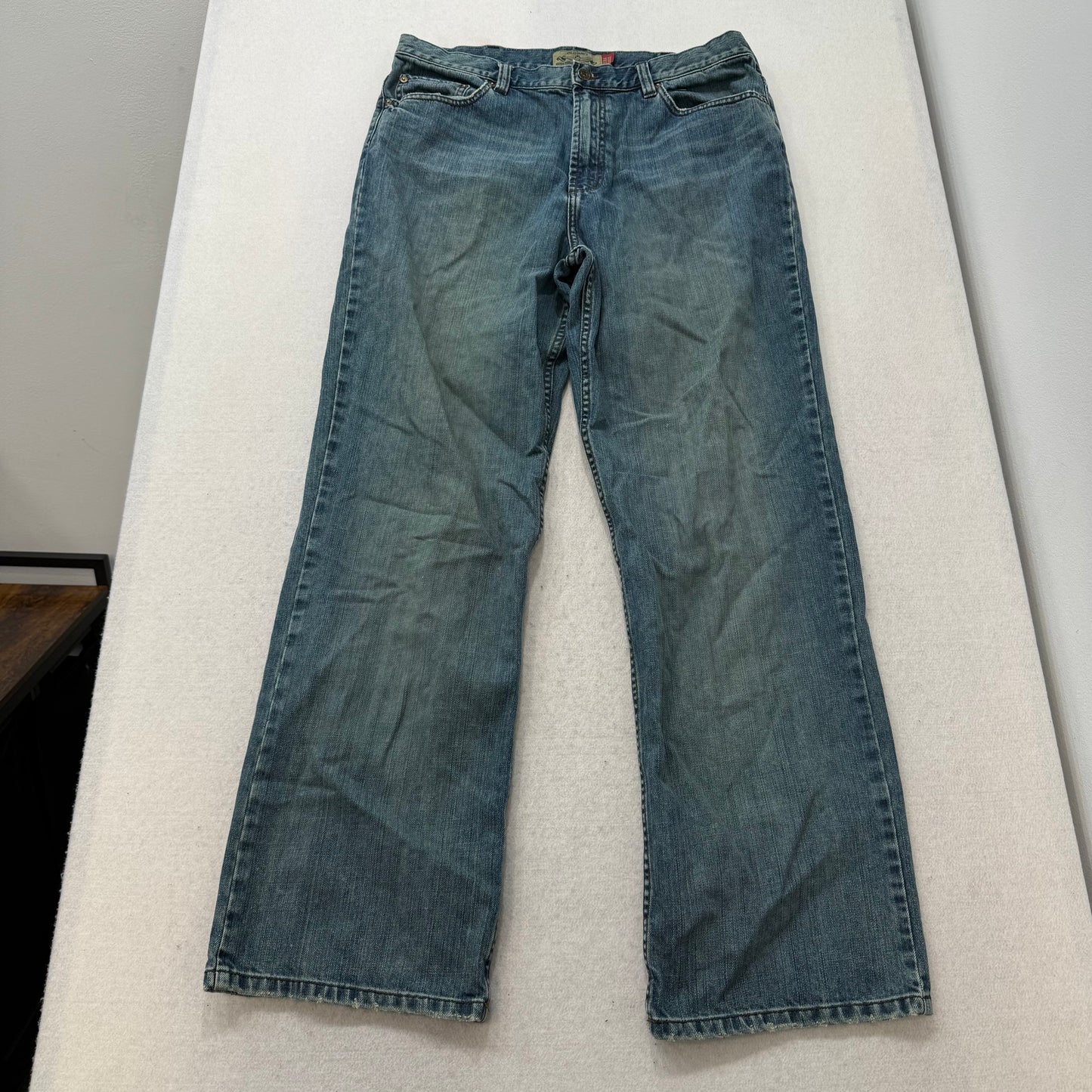 Old Navy Men's Medium Wash Blue Denim Relaxed Straight Wide Leg Jeans Size 36