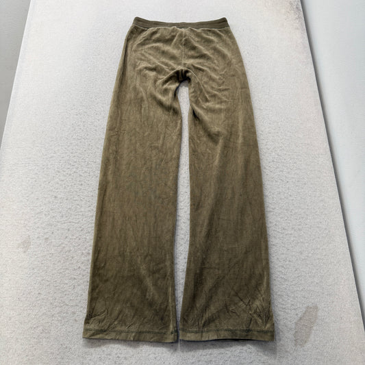 Vintage Juicy Couture Women's Olive Velour Flared Track Pants Loungewear Size S