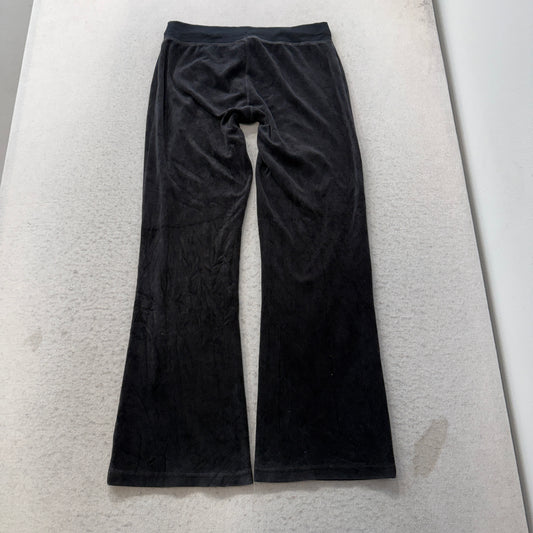 Vintage Juicy Couture Women's Black Velour Flared Track Pants Loungewear Size S