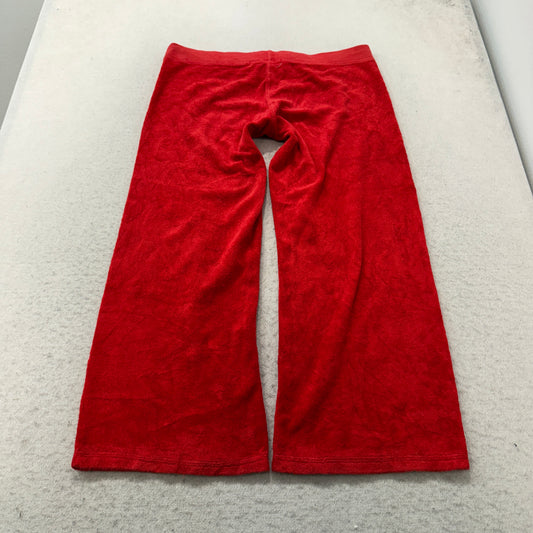 Vintage Juicy Couture Women's Red Velour Flared Capris Pant Drawstring Size M