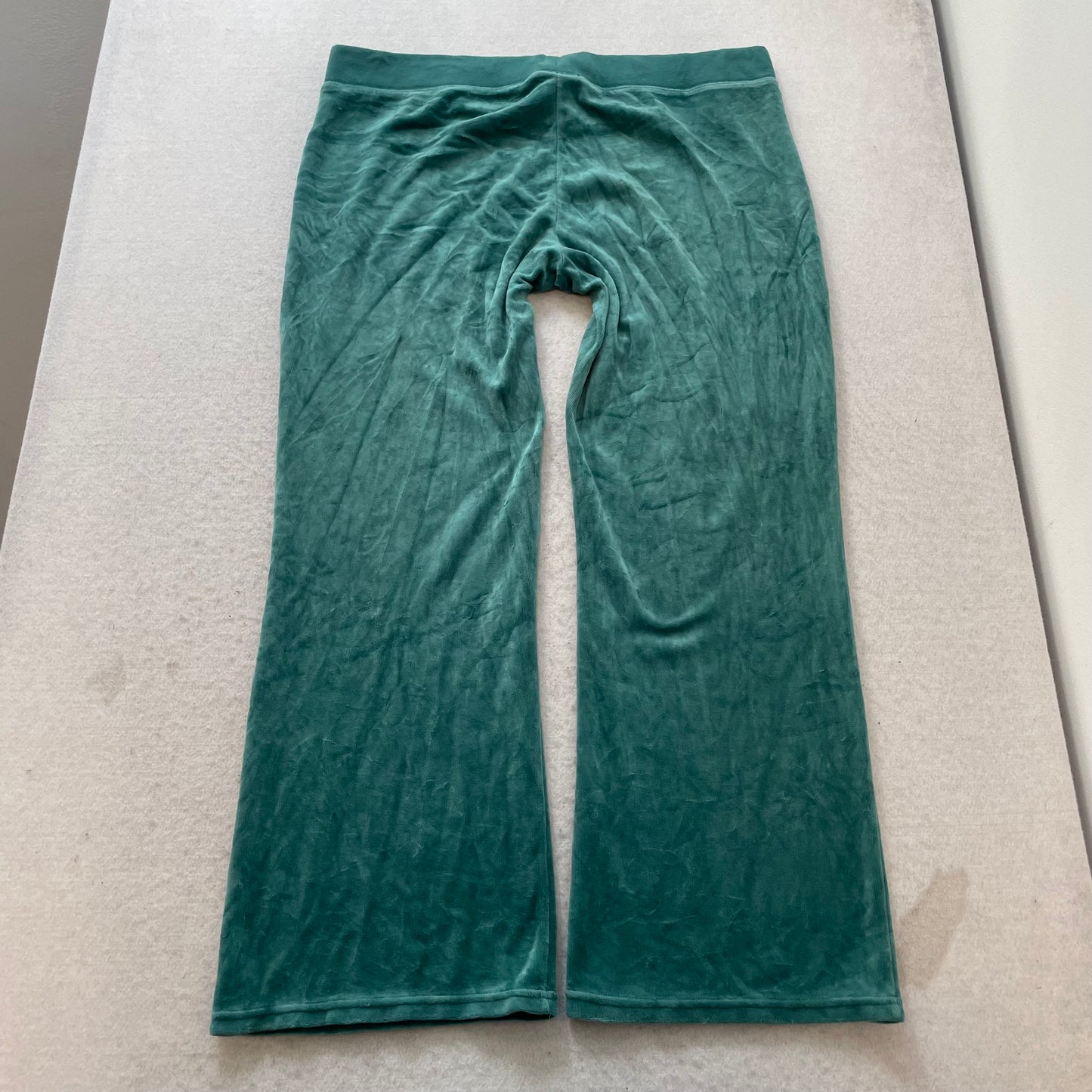 Juicy Couture Women's Teal Green Velour Flared Leg Track Pant Drawstring Size XL
