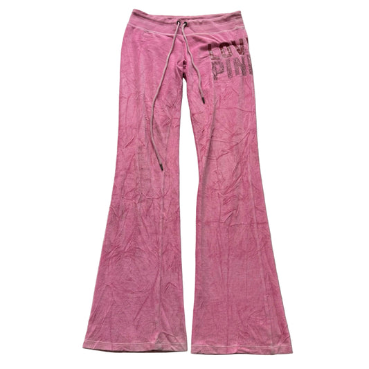 PINK Victoria's Secret Women Pink Velour Flare Track Pant Loungewear Y2K Size XS