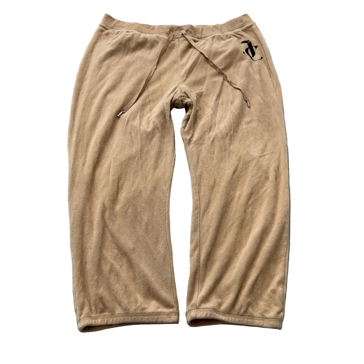 Juicy Couture Women's Beige Terry Cloth Track Pants Drawstring JC Logo Size XL