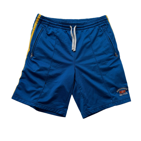 Abercrombie & Fitch Men's Royal Blue Athletic Shorts Zip Pockets Logo Size M