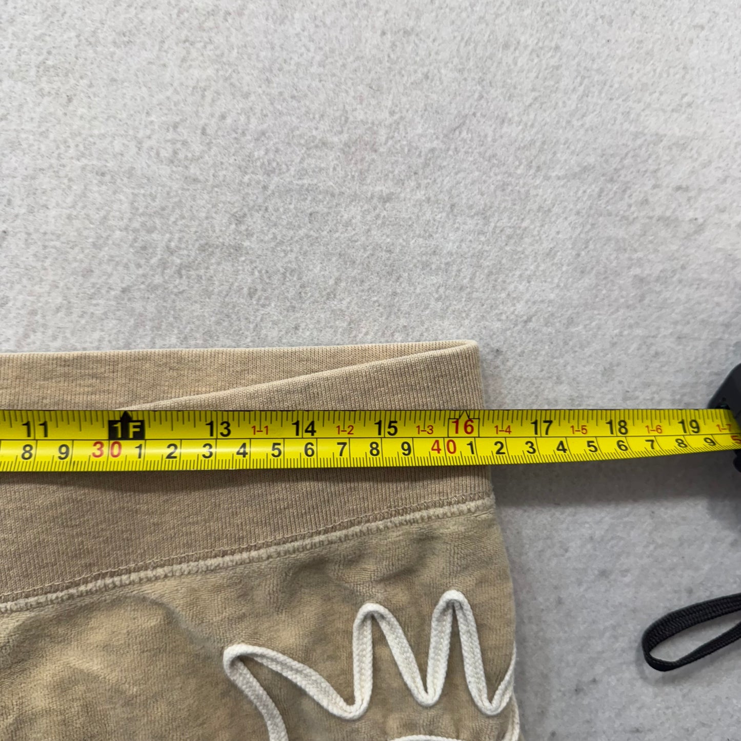 Vintage Juicy Couture Women's Beige Velour Flared Track Pant Back Pocket Size L