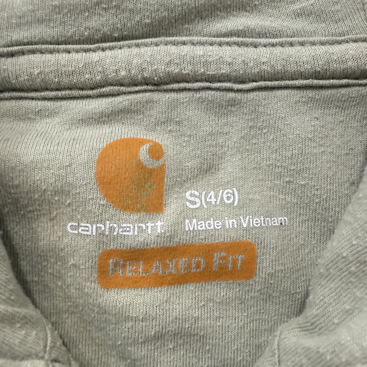 Carhartt Men's Sage Green Quarter Zip Pullover Hoodie Relaxed Fit Pockets Size S
