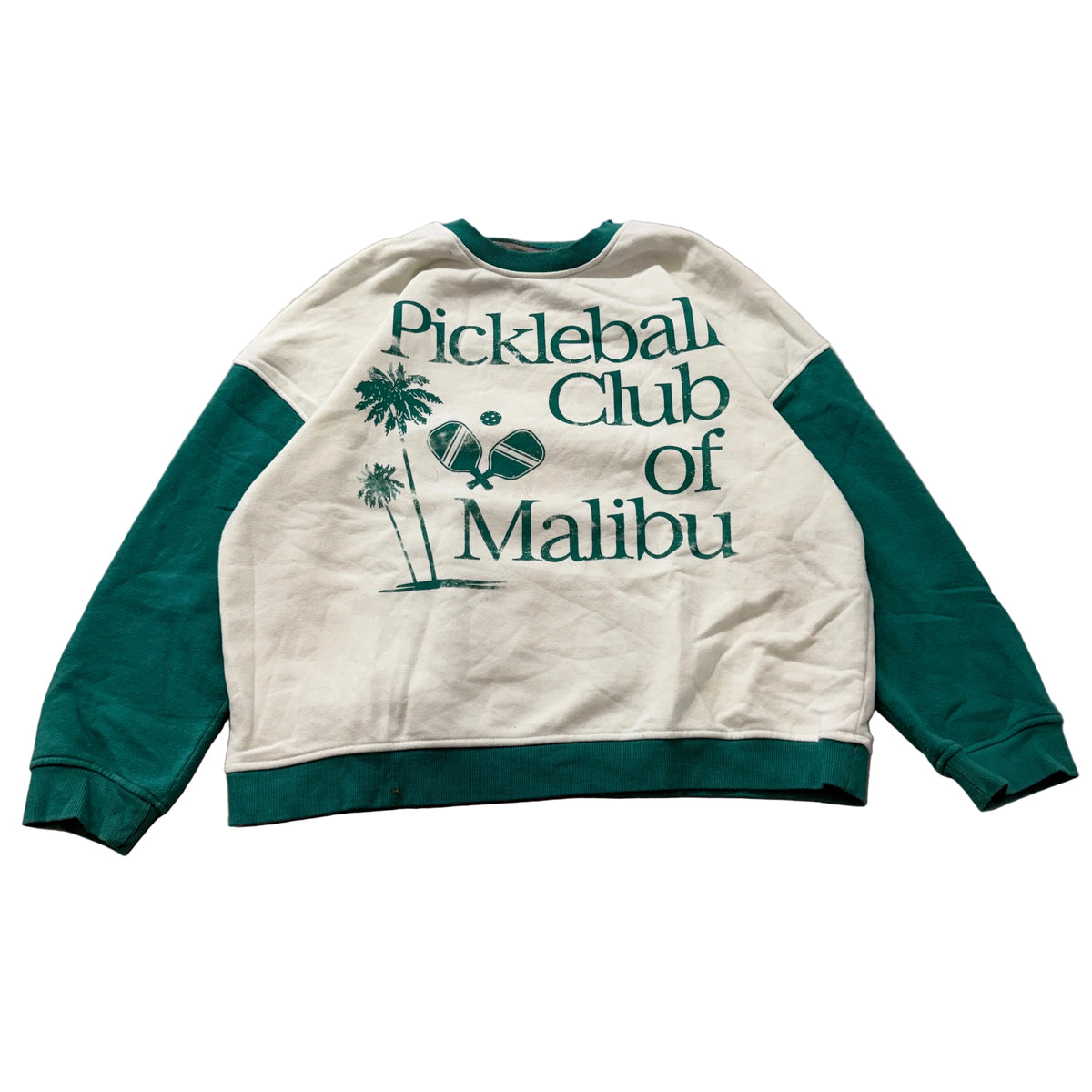 Grayson Threads Pickleball Club of Malibu Women's White Green Sweatshirt Size XL