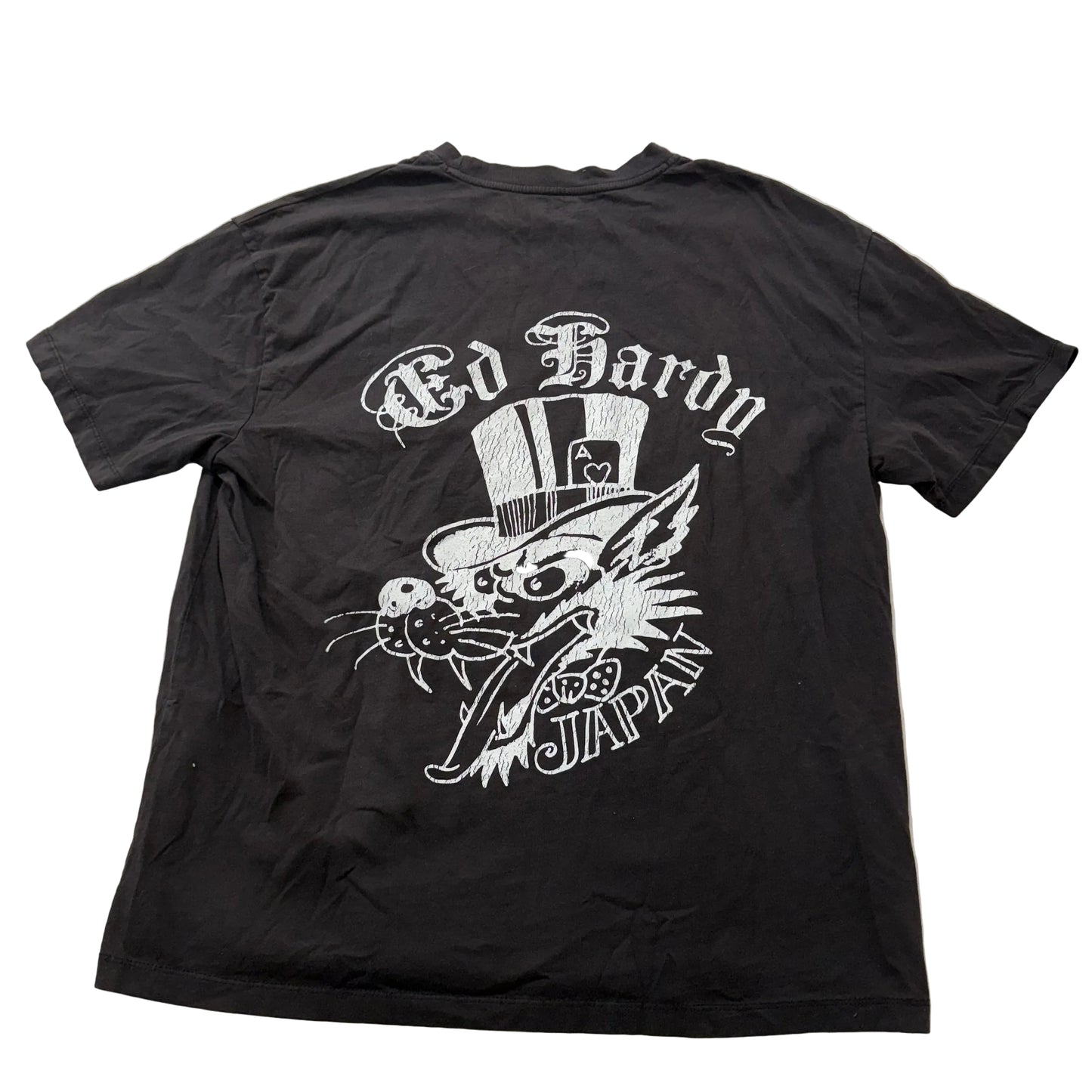 Ed Hardy Japan Wolf Men's Black Cotton T-Shirt Short Sleeves Graphic Tee Size XL