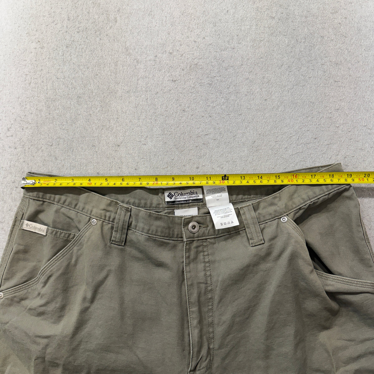 Columbia Outdoor Pants Men's Olive Khaki Cotton Canvas Relaxed Hiking Size 40x32 photo 4