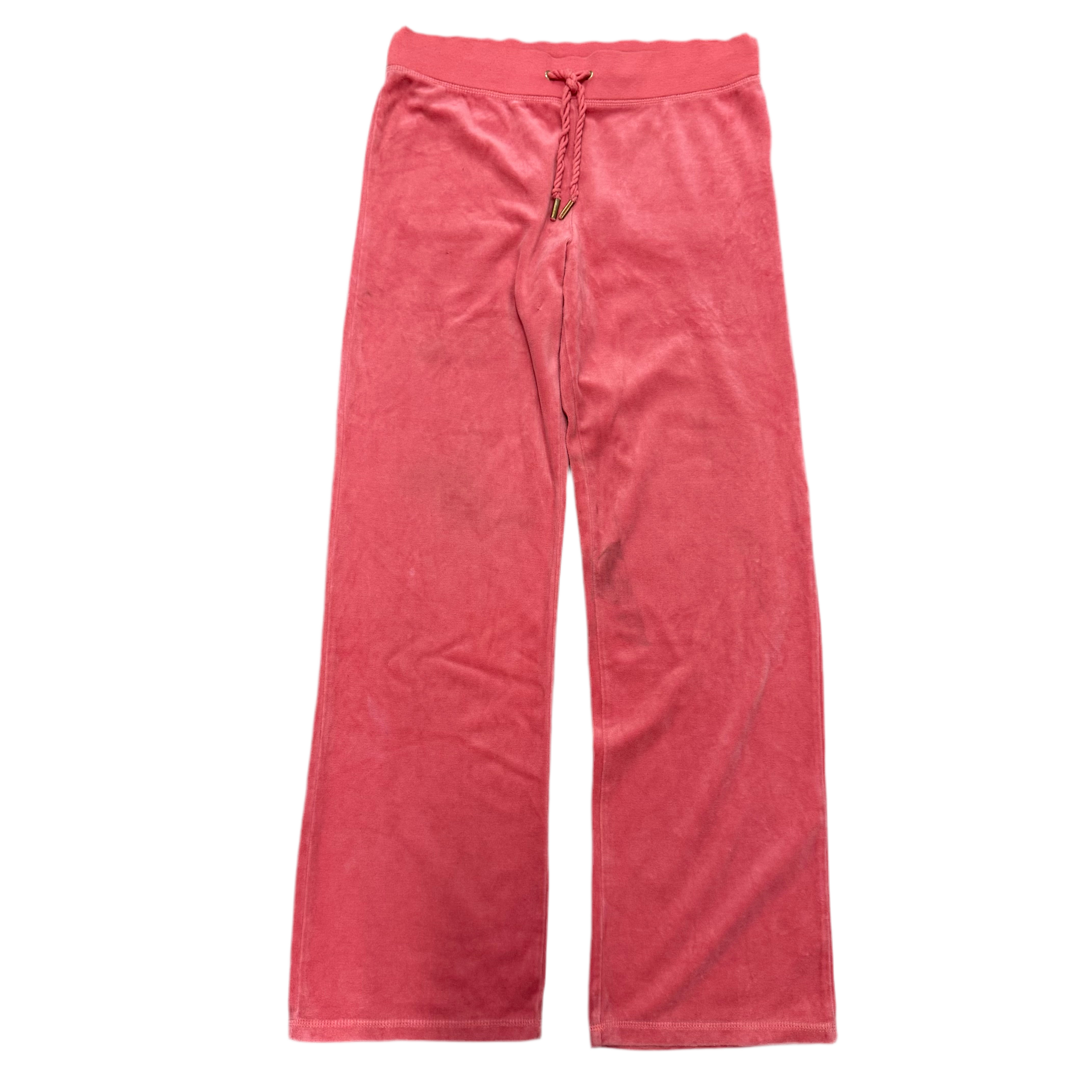 Rose Pink VINTAGE Velour Juicy Couture Wide-Leg Double Back Pocket Pants SIZE M