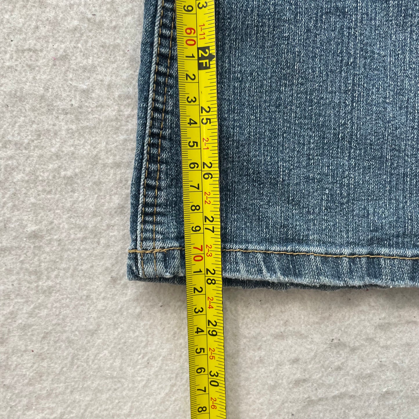 Angels Women's Blue Flared Leg Bootcut Jeans Back Flap Pockets Classic Size W32