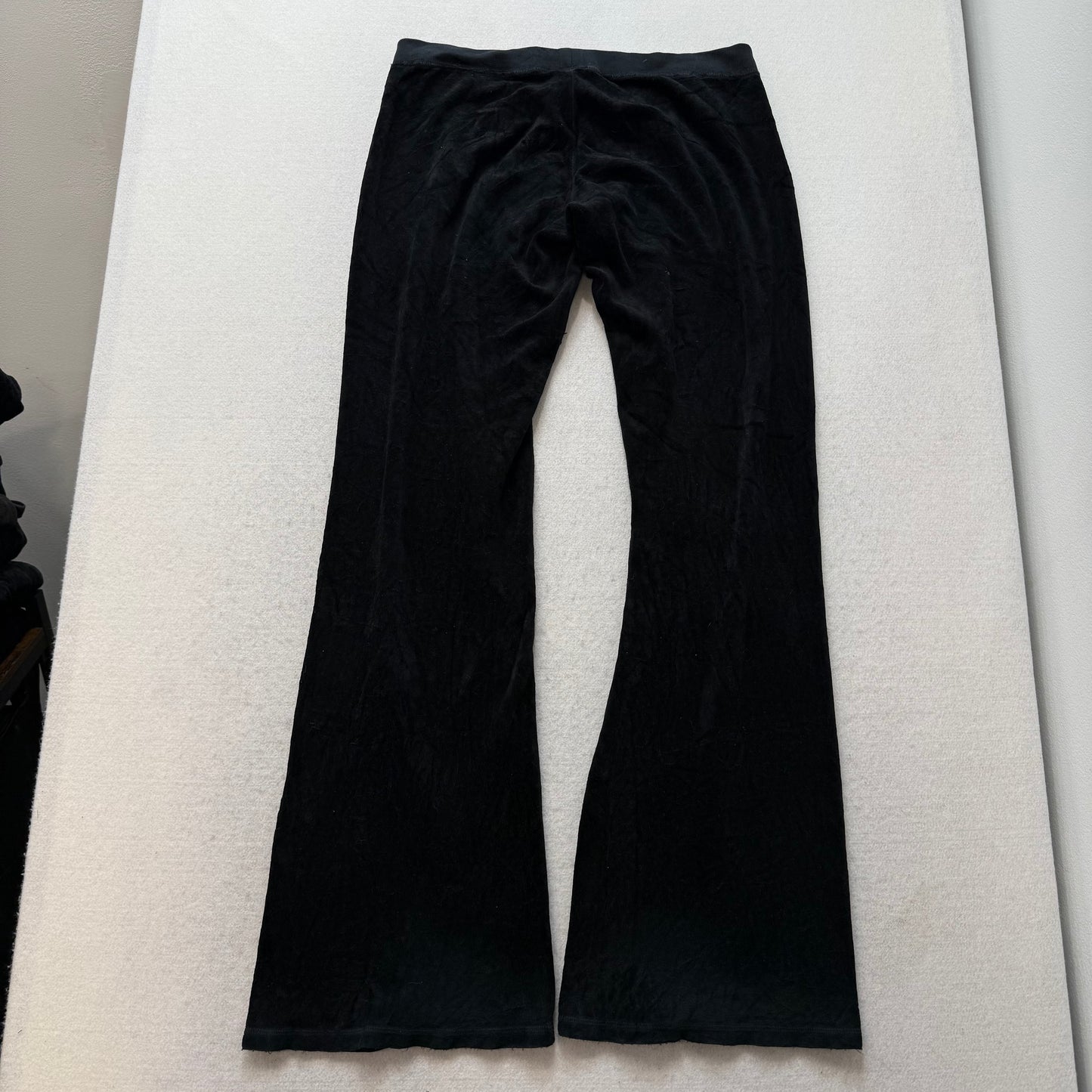 Juicy Couture Women's Black Velour Flared Track Pant Low Rise Loungewear Size M