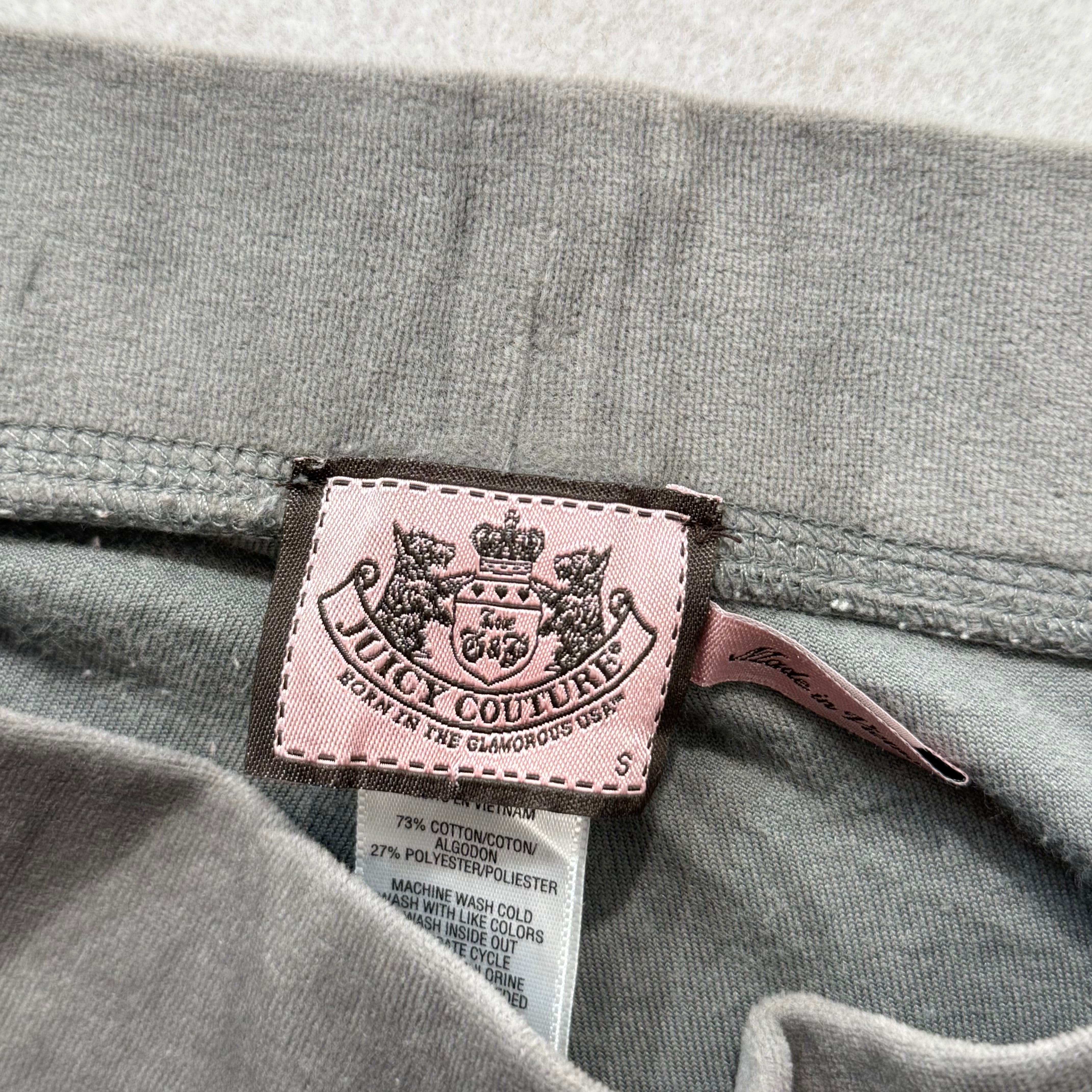 Vintage Juicy Couture Dark Grey Velour Ankle Zipper Crest Pants Size S