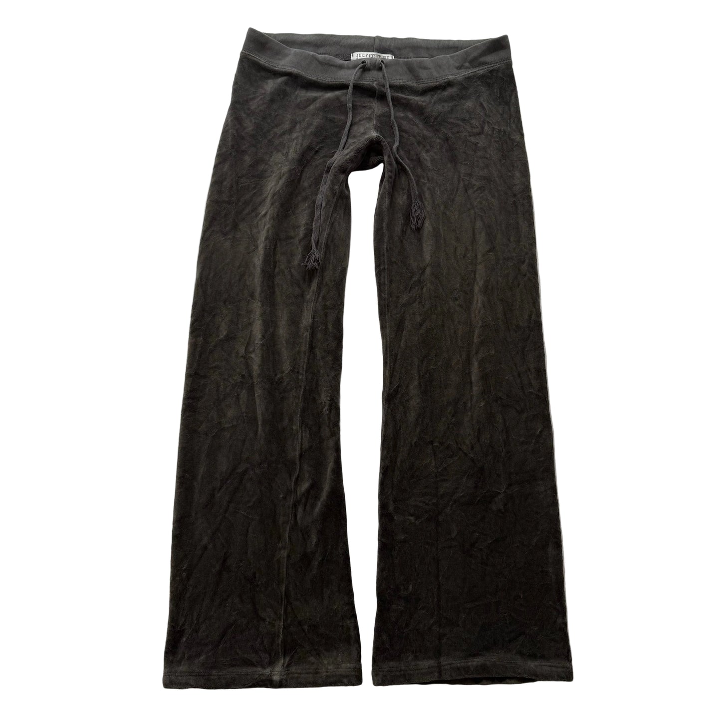 90s Juicy Couture Women's Dark Charcoal Gray Velour Flared Track Pant Y2K Size S