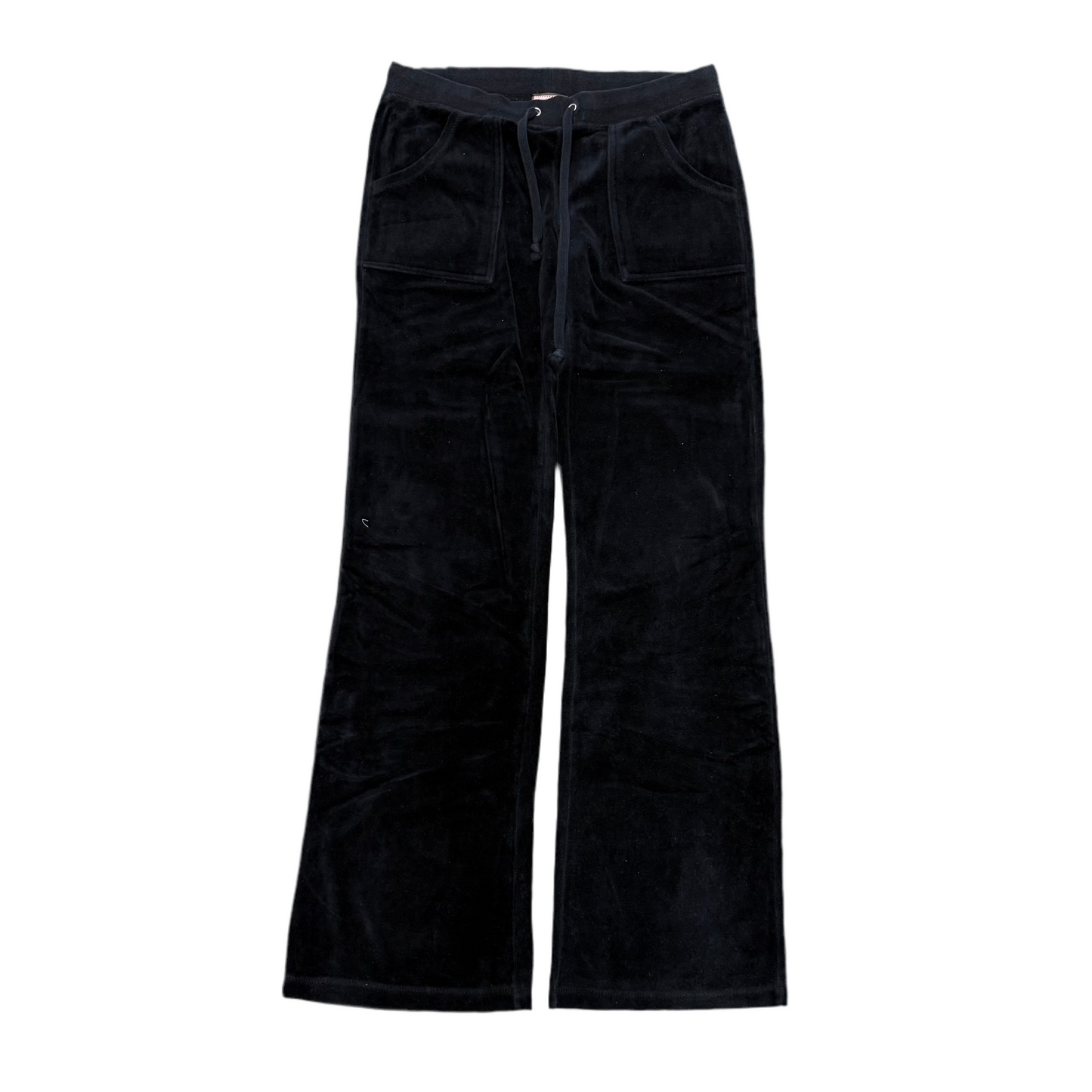 Black VINTAGE Velour Juicy Couture Flared Pants w/ Back Pockets SIZE L