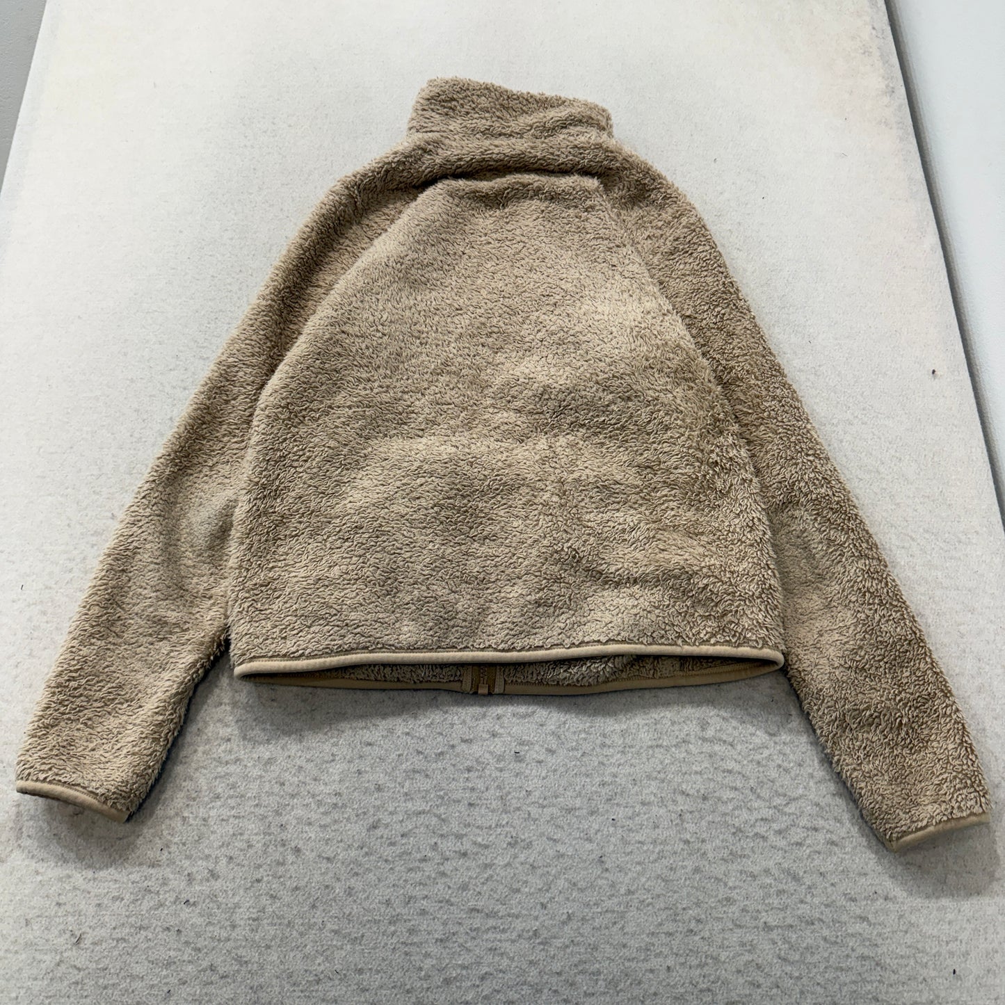 Uniqlo Women's Beige Fleece Full Zip Jacket Sherpa Fluffy Cozy Outdoor Size S