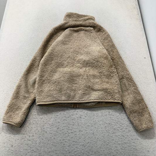 Uniqlo Women's Beige Fleece Full Zip Jacket Sherpa Fluffy Cozy Outdoor Size S
