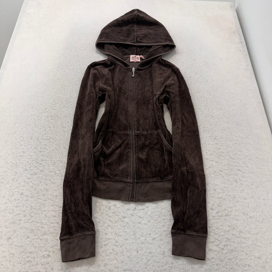Vintage Juicy Couture Prey It Up Womens Dark Brown Velour Tracksuit Set Size L/M