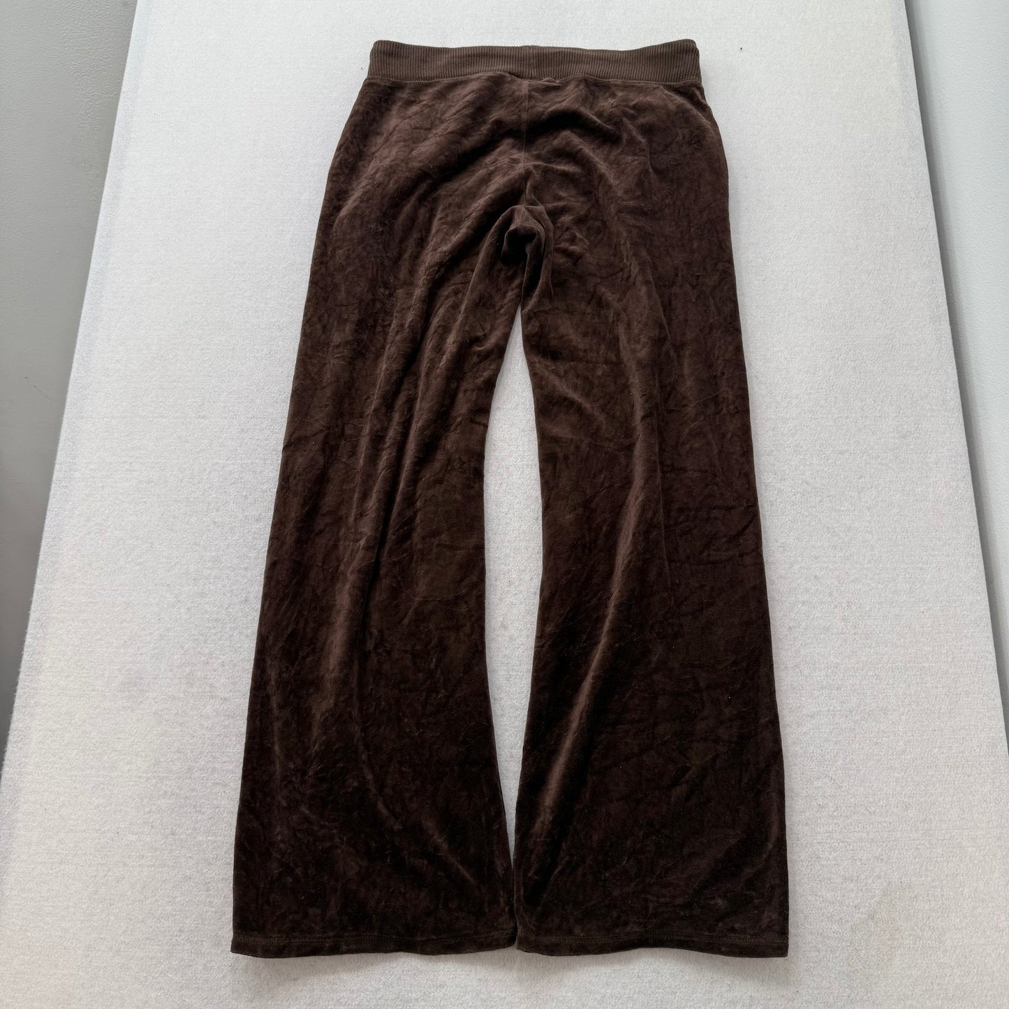 Juicy Couture Women's Brown Velour Flared Track Pant Loungewear Pockets Size M