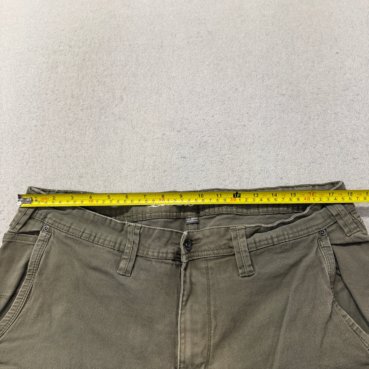 Eddie Bauer Relaxed Fit Canvas Pants Men's Olive Green Cotton Outdoor Size 38x30 photo 4