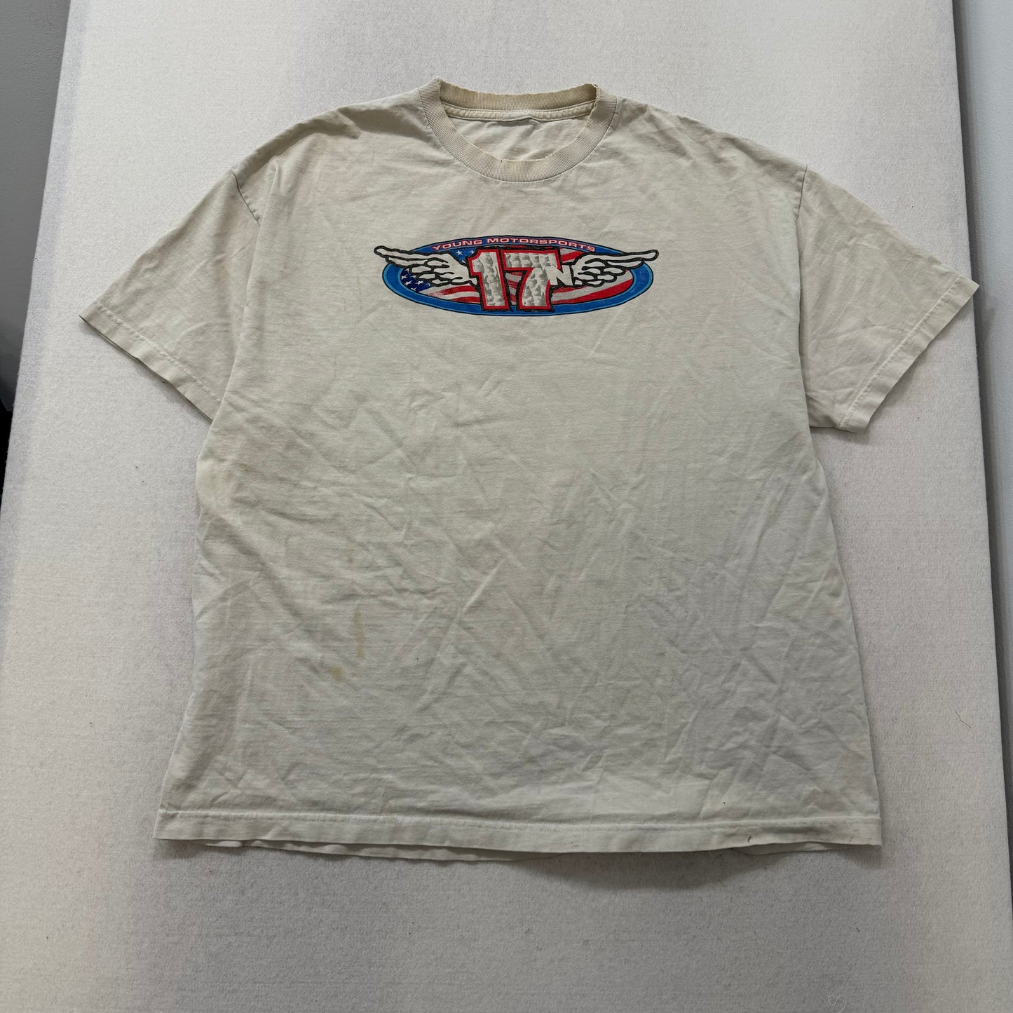 Niki Young Racing White Cotton Short Sleeves T-Shirt Motorsports Graphic Size XL