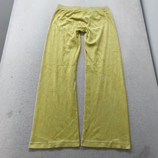 Juicy Couture Women's Yellow Velour Flared Leg Track Pants Loungewear Size S