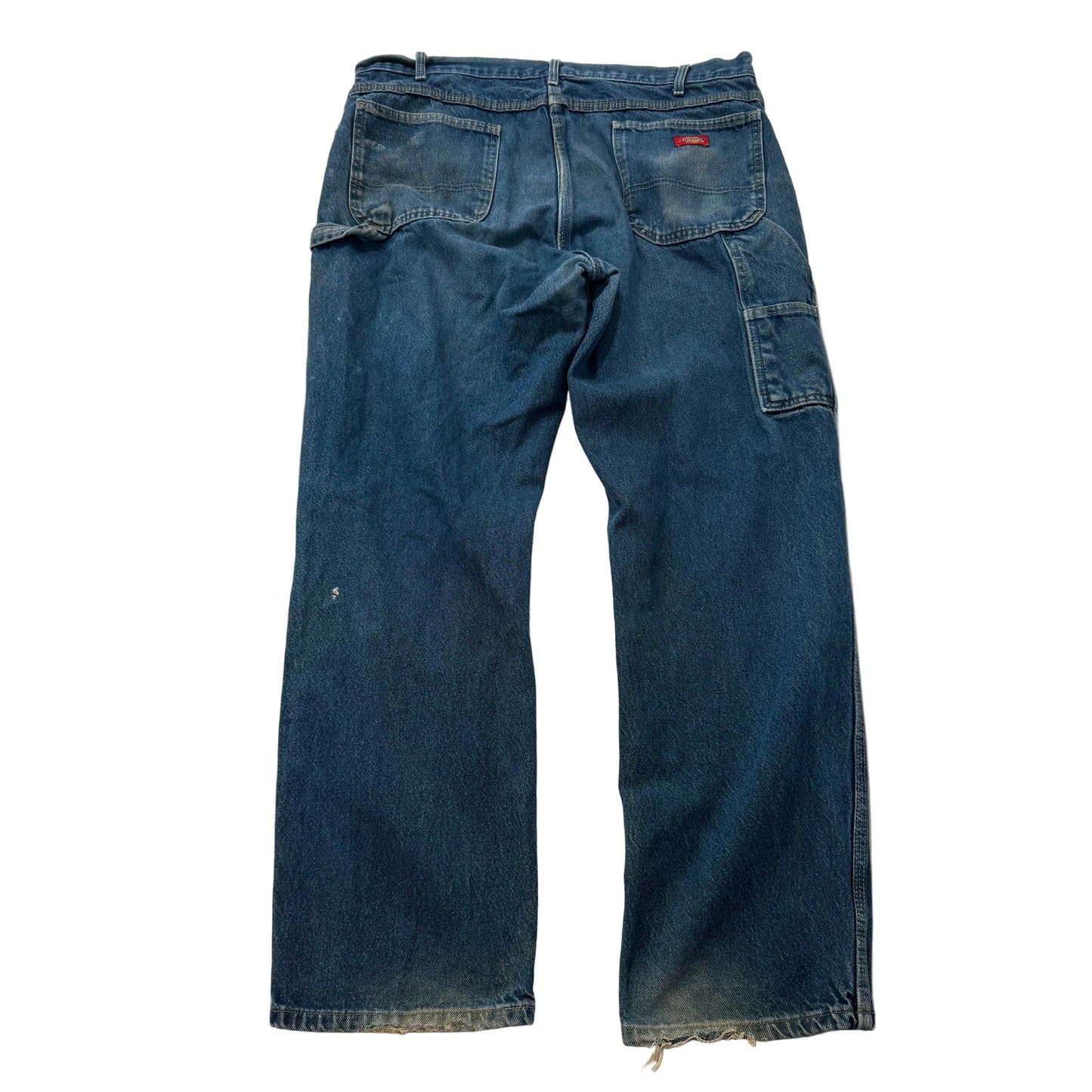 Dickies Men's Medium Blue Denim Wide Leg Carpenter Jeans Utility Pockets Size 38