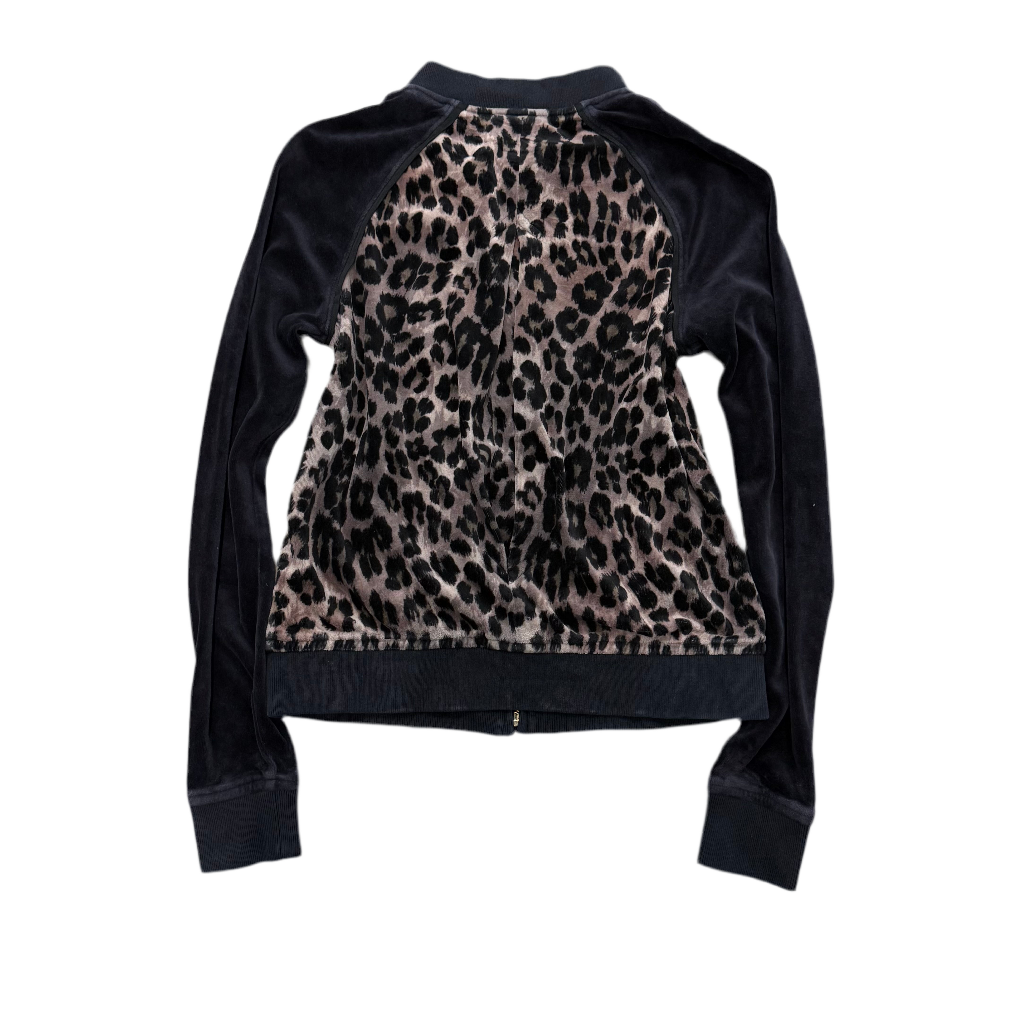 LEOPARD Velour Juicy Couture Collared Zip Up SIZE S
