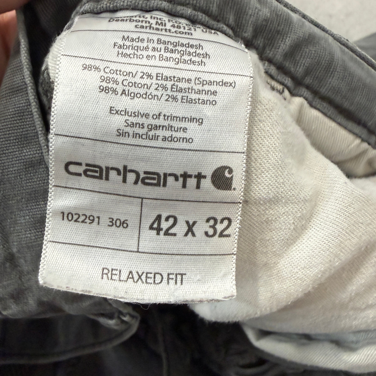 Carhartt Men's Charcoal Grey Carpenter Pants Relaxed Fit Pockets Classic - 42x32