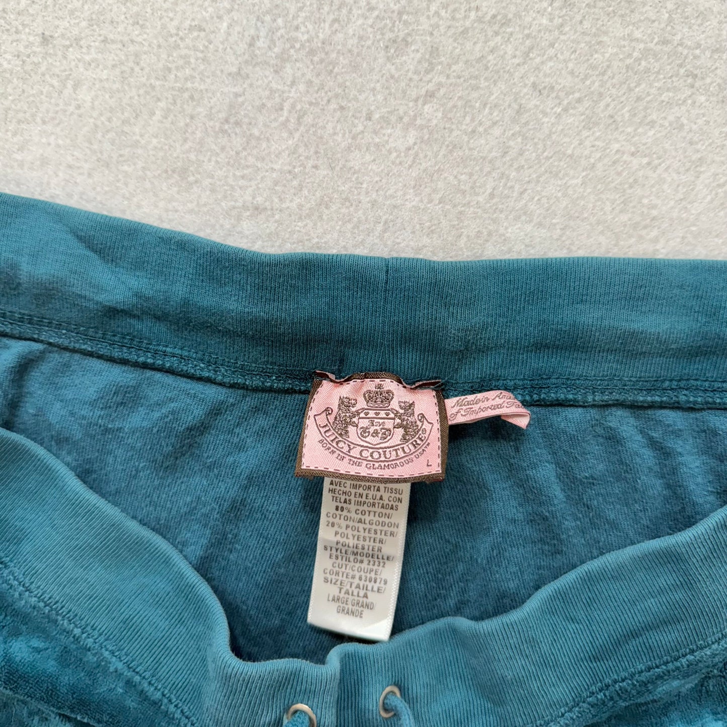 Vintage Juicy Couture Women's Dark Teal Velour Flared Track Pant Low Rise Size L
