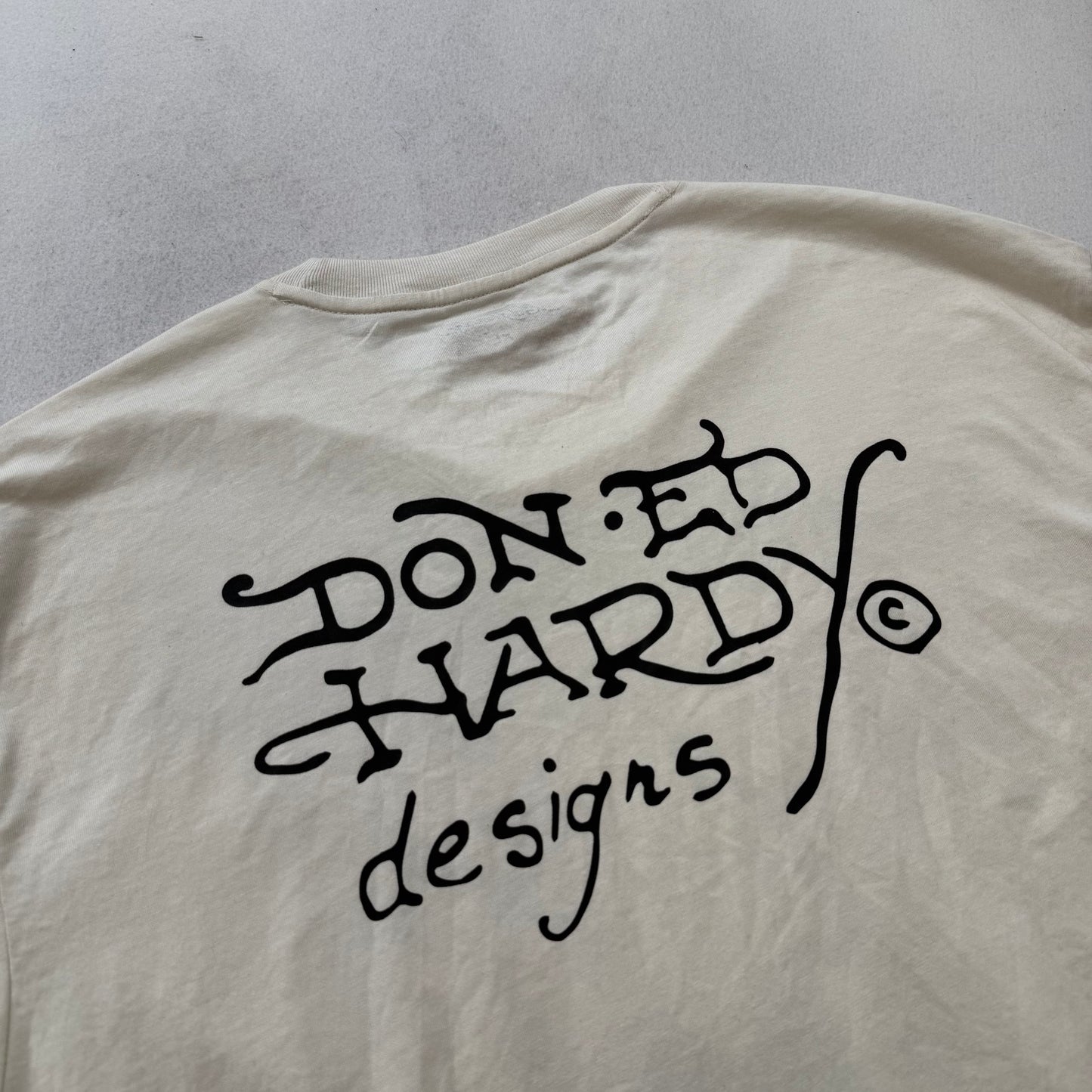 Ed Hardy Men White Cotton T-Shirt Short Sleeve Black Panther Graphic Tee Size XL