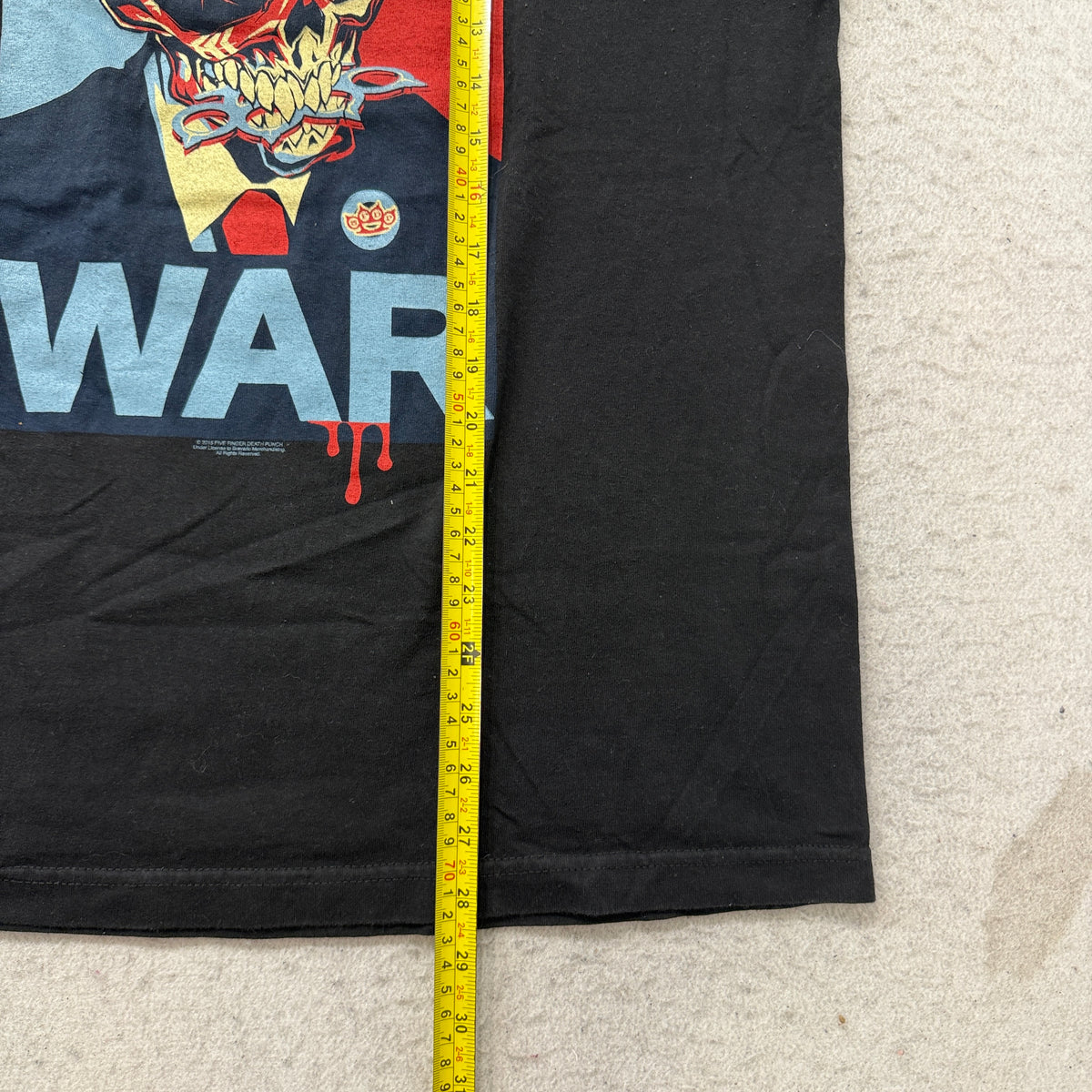 Five Finger Death Punch tee length measurement