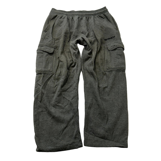 Vintage AND1 Men's Grey Fleece Cargo Sweatpant Elastic Waistband Pockets Size XL