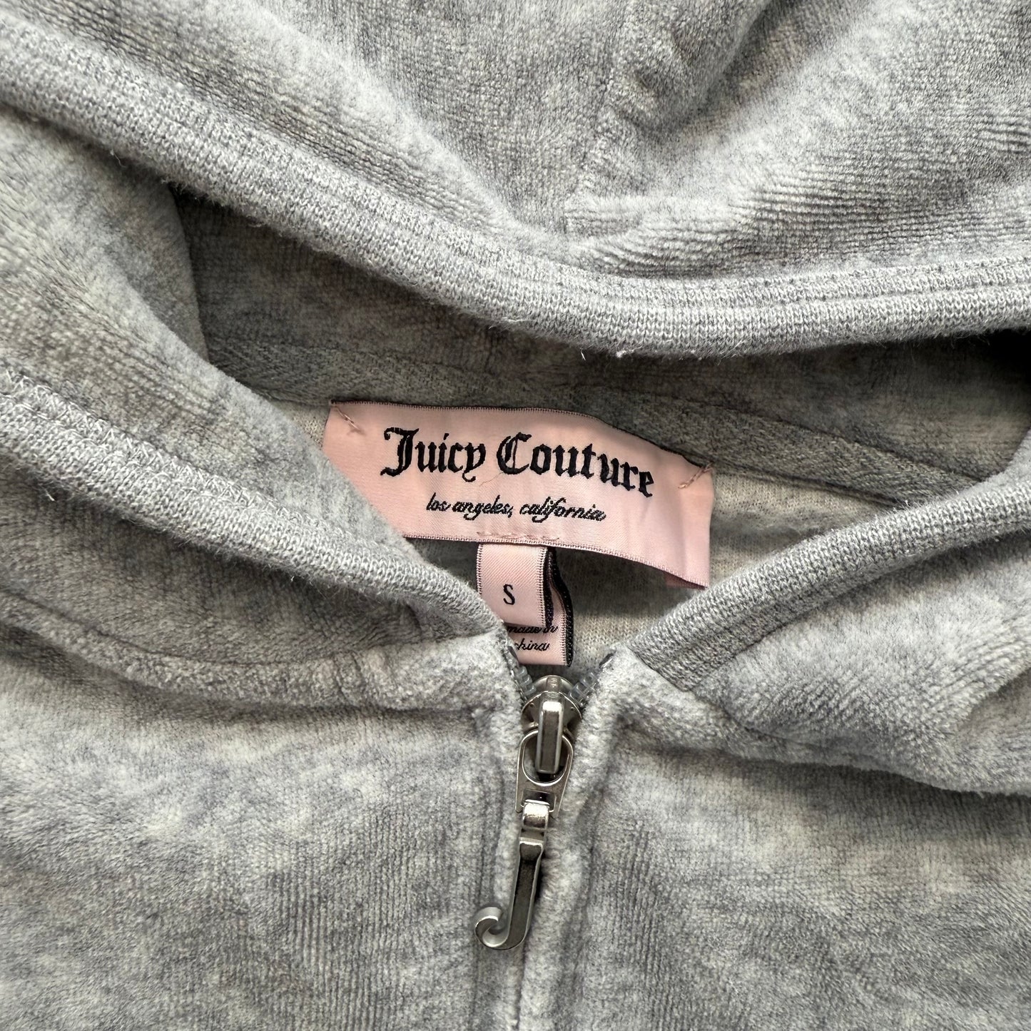 Juicy Couture Women's Heather Gray Velour Zip Up Hoodie Graphic Logo Y2K Size S