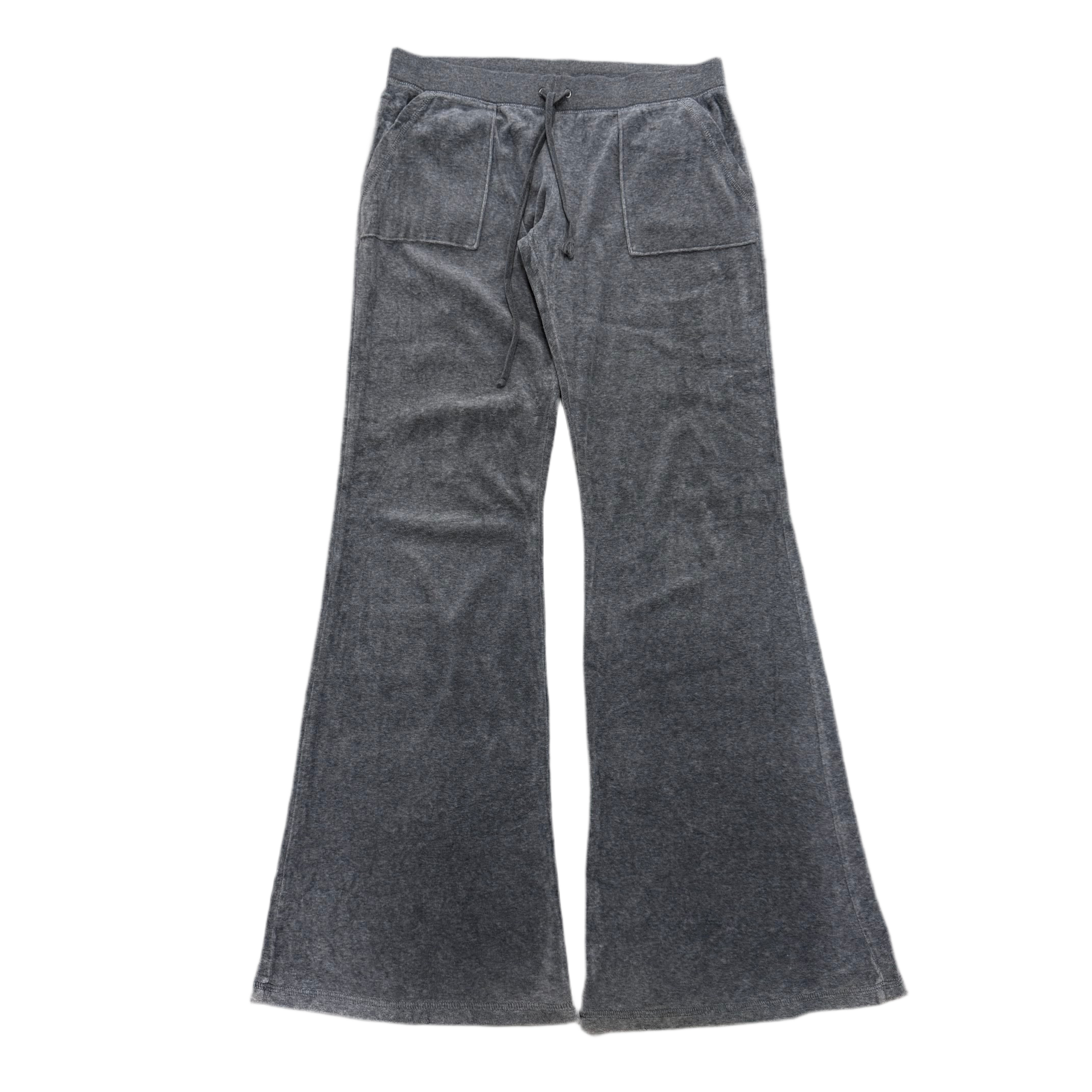 Gray VINTAGE Velour Juicy Couture Flared Back SNAP POCKETS Pants SIZE M