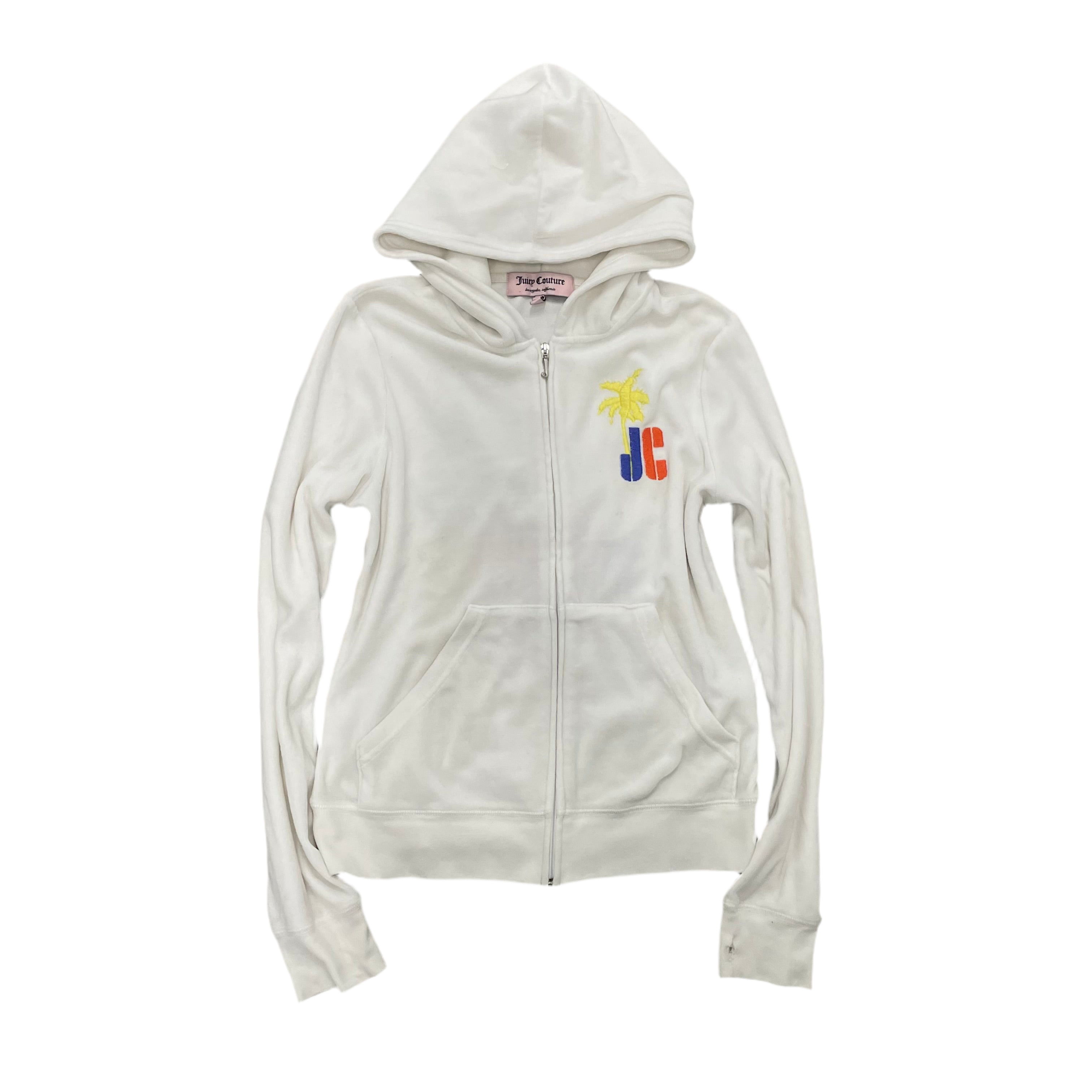 White Velour Juicy Couture Hoodie w/ RARE DESIGN SIZE L