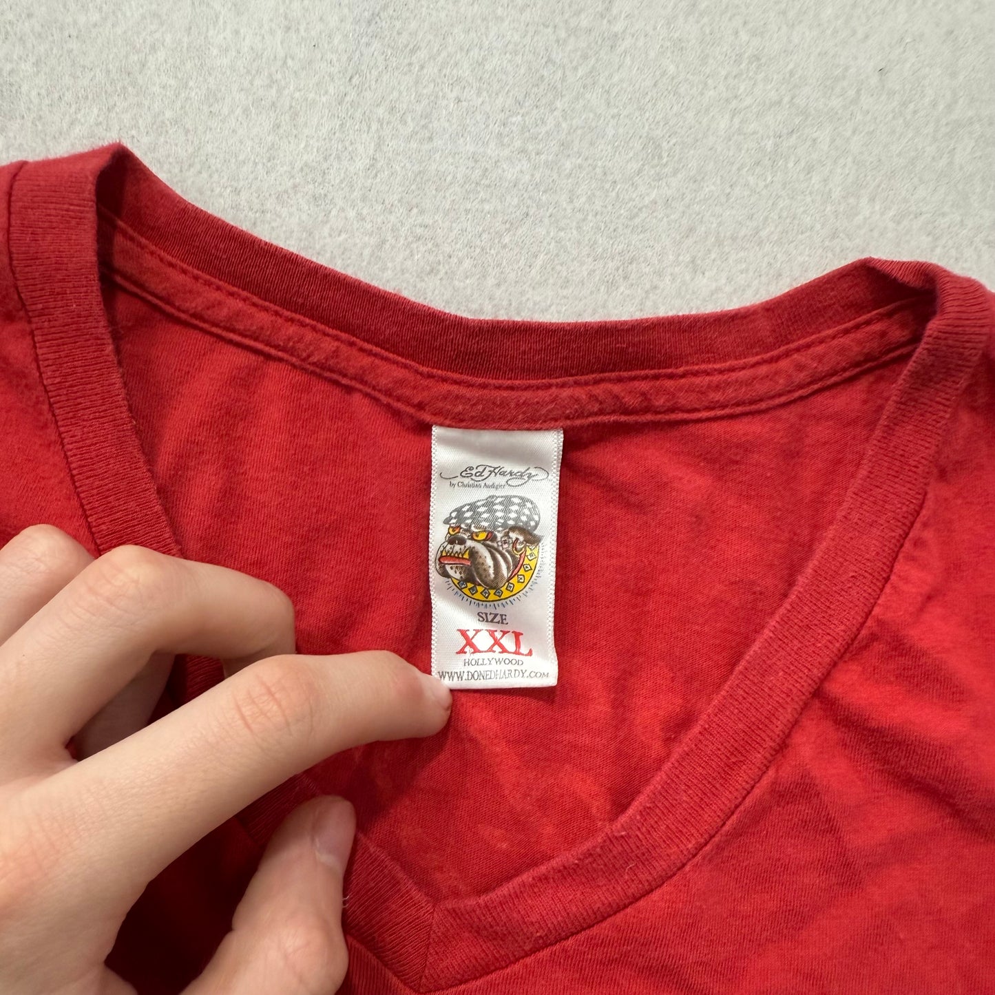 ED HARDY by Christian Audigier "Flame Pirate Skull" Red Graphic T-Shirt Size XXL