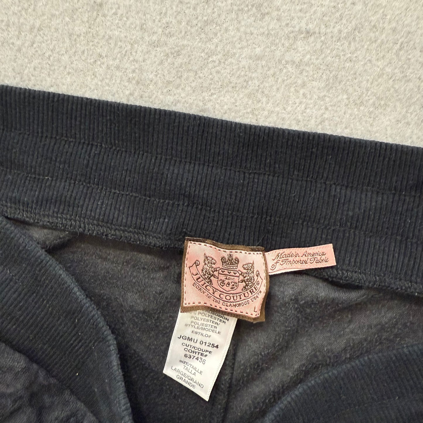 Vintage Juicy Couture Women's Black Velour Flared Wide Leg Track Pants Size L