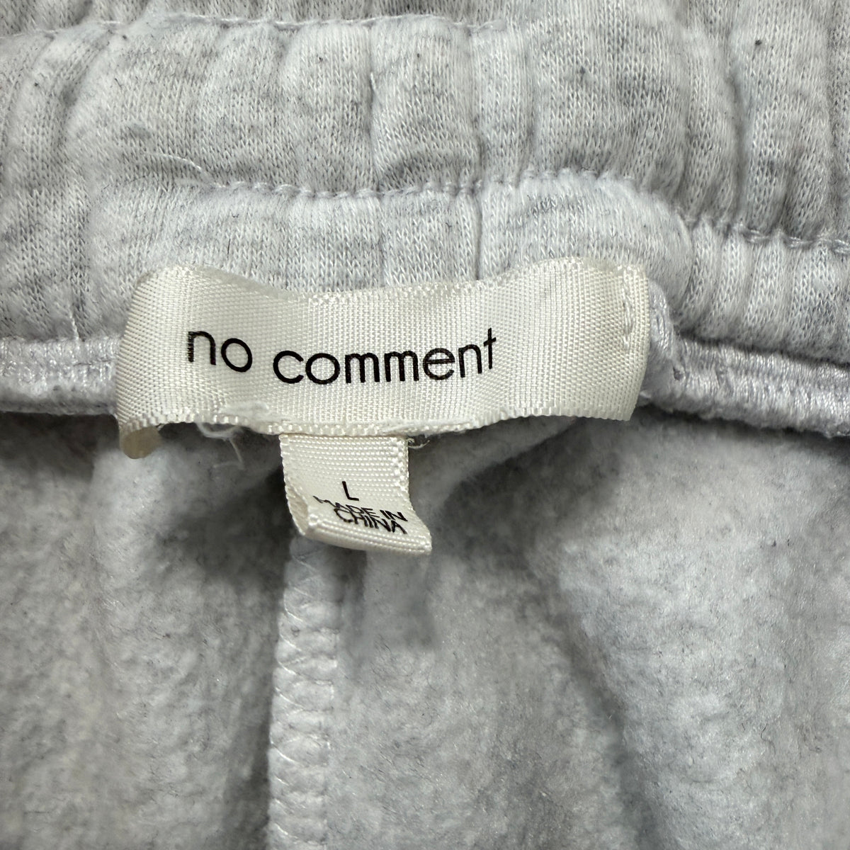 No Comment Men's Grey Fleece Cargo Sweatpants Drawstring Pockets Wide Leg Size L