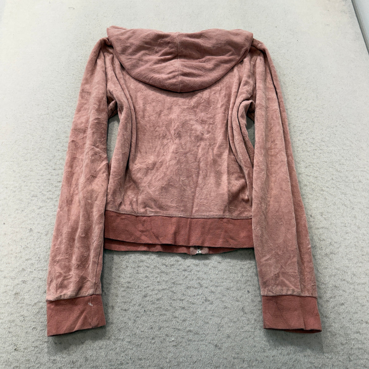 Vintage Juicy Couture Women's Dusty Pink Zip-Up Hoodie Pockets Drawstring Size L