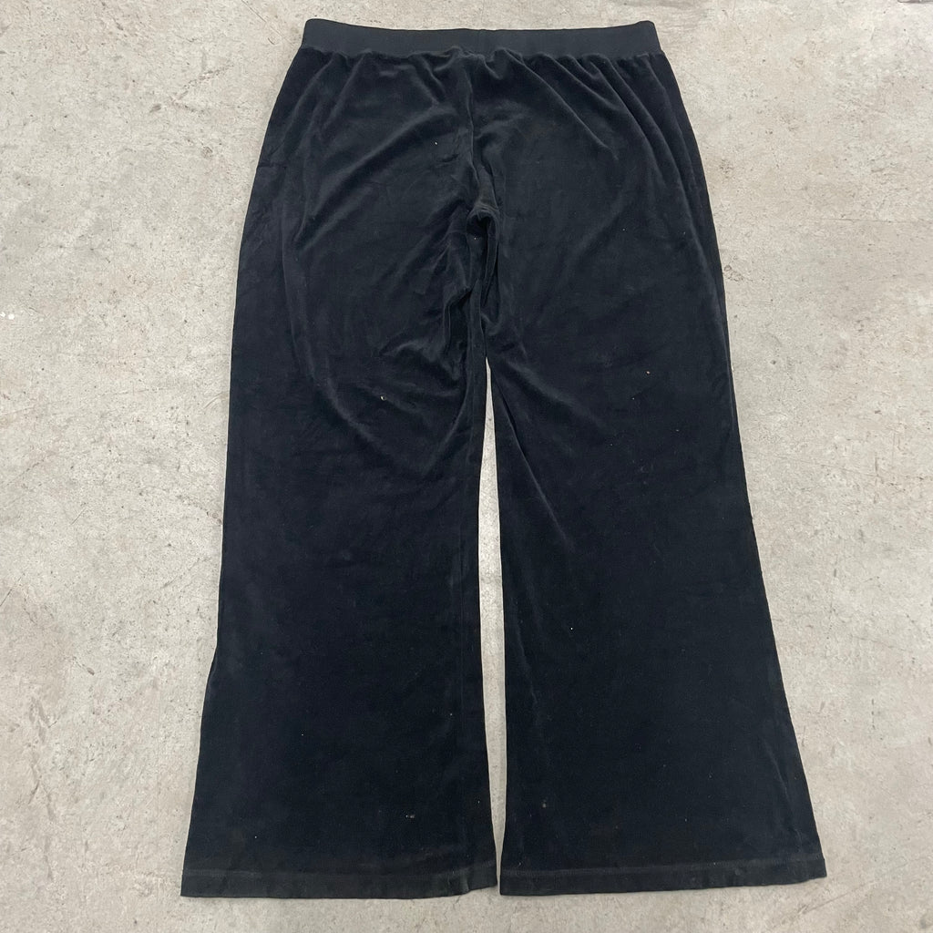 Vintage Juicy Couture “I ♥ Juicy” Rhinestone Black Velour Flared Pants Size 1X