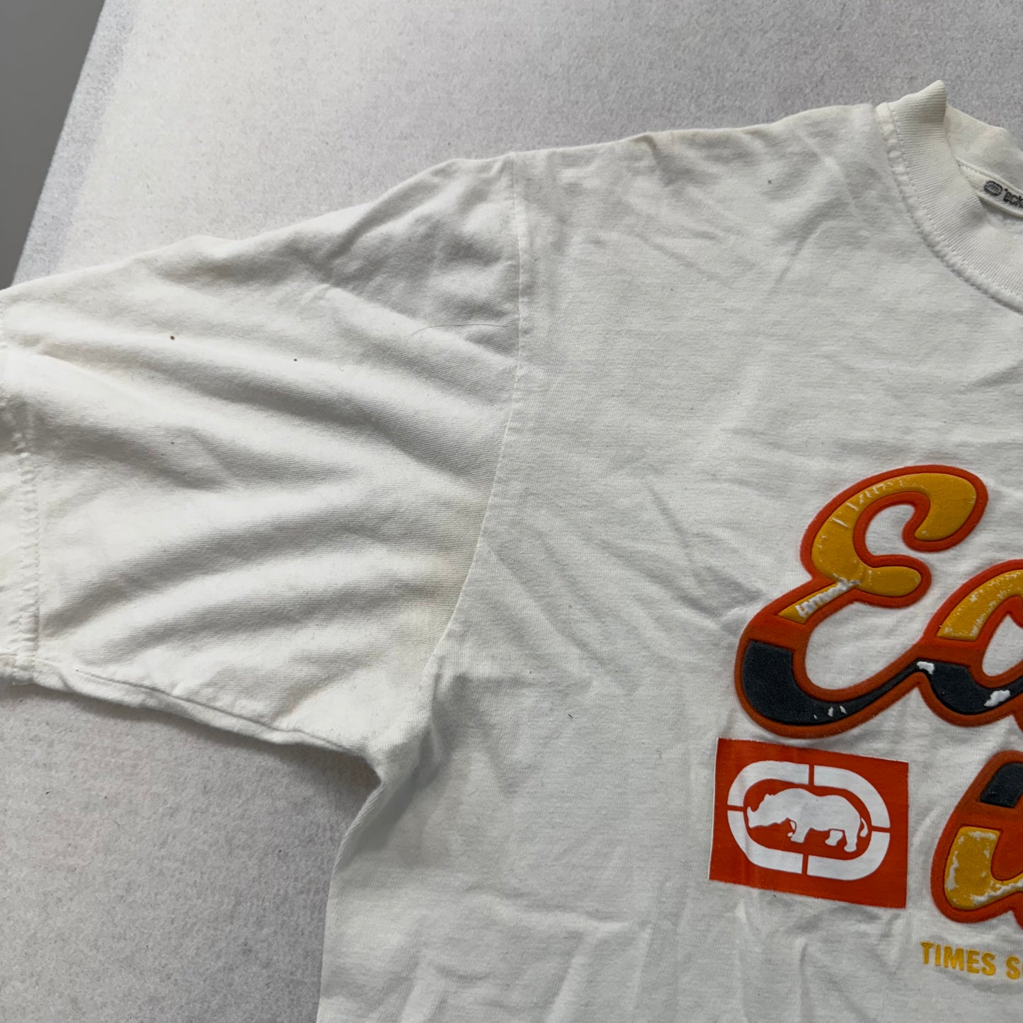 Ecko Unltd. Men White Cotton T-Shirt Short Sleeves Crew Neck Graphic Logo Size L