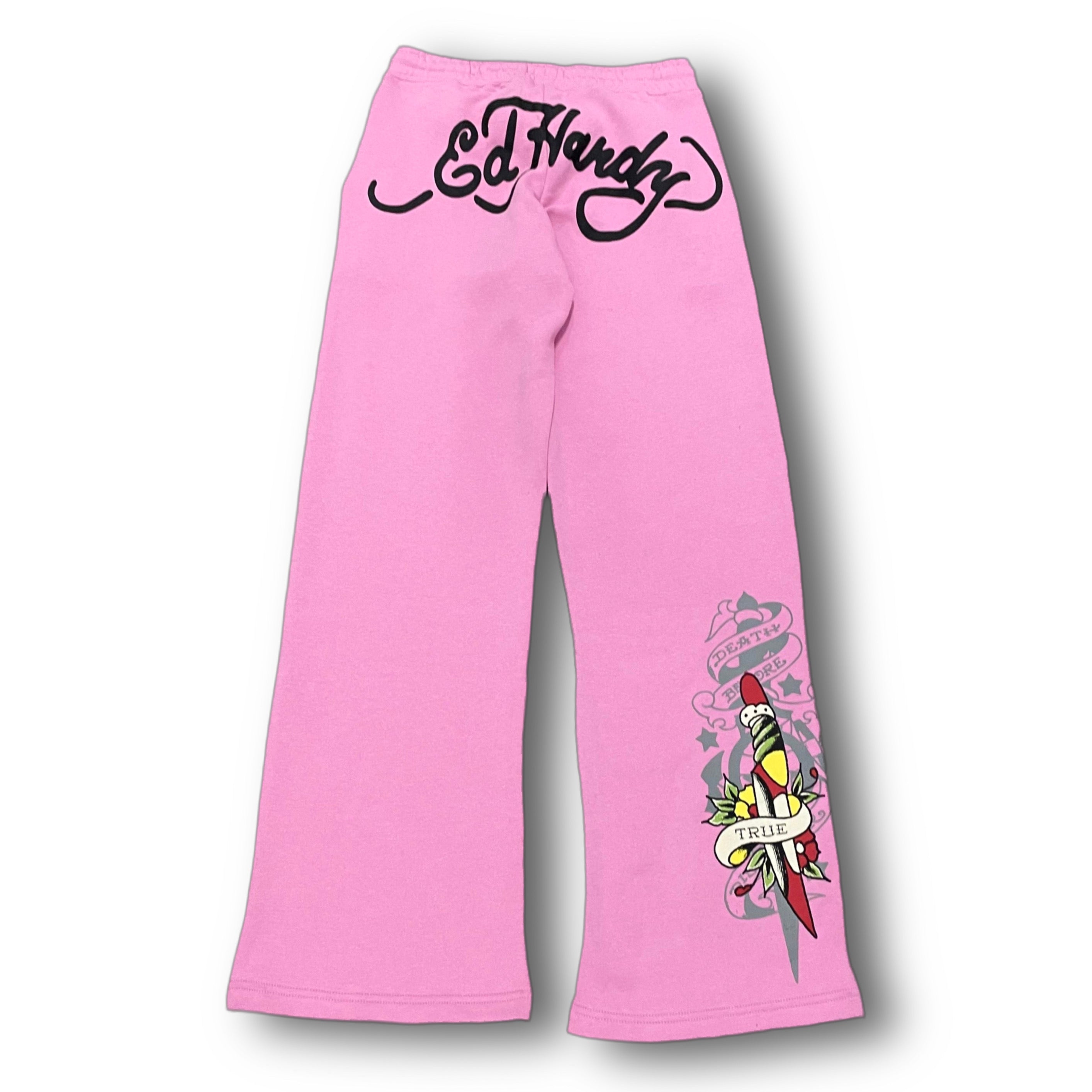Ed Hardy “Tiger Dagger” Pink Flare Pants
