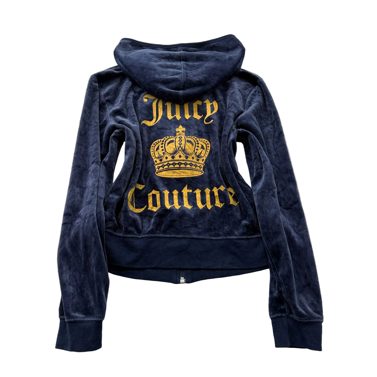 Juicy Couture navy velour zip hoodie crown graphic size M