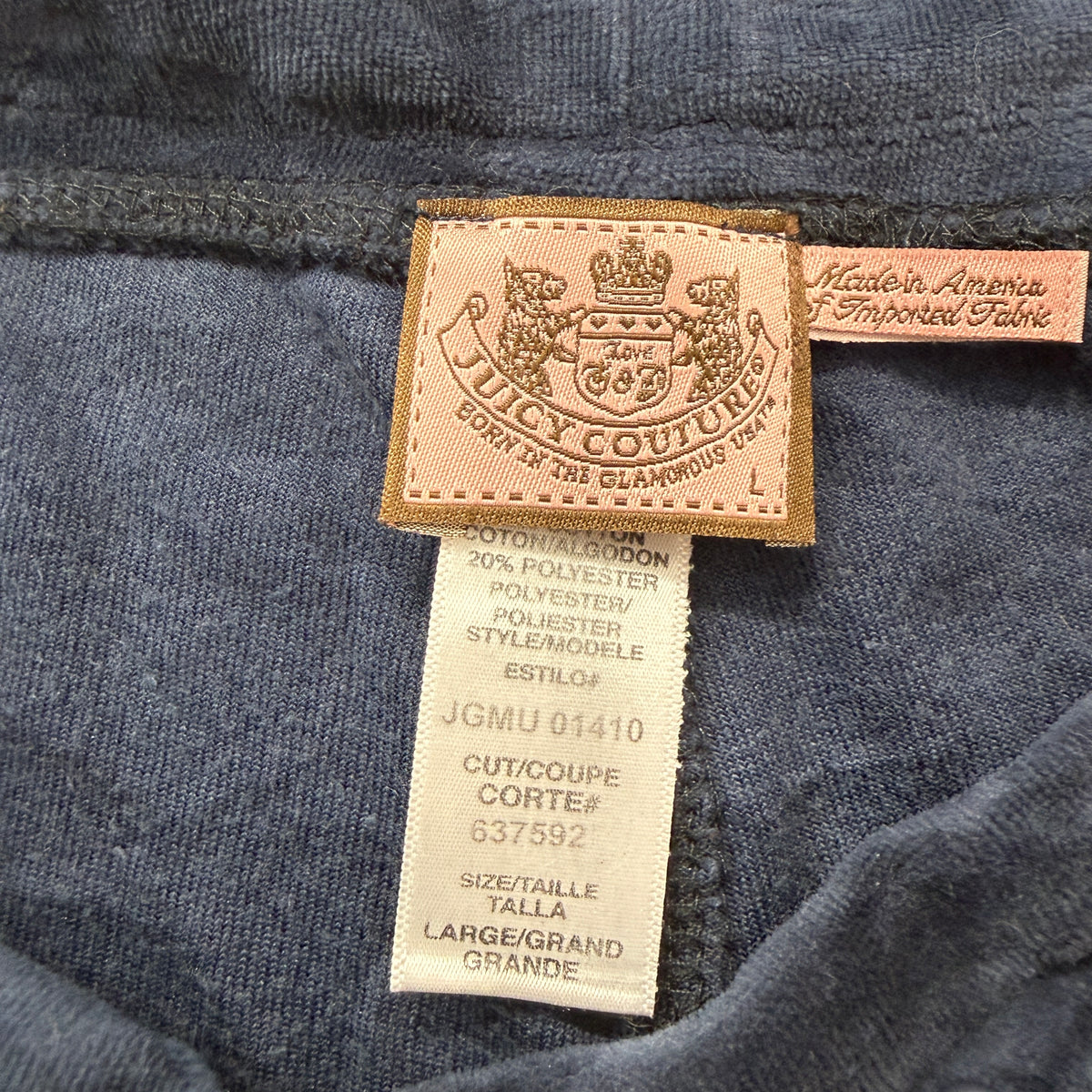 Vintage Juicy Couture Women Navy Blue Velour Flared Track Pant Drawstring Size L
