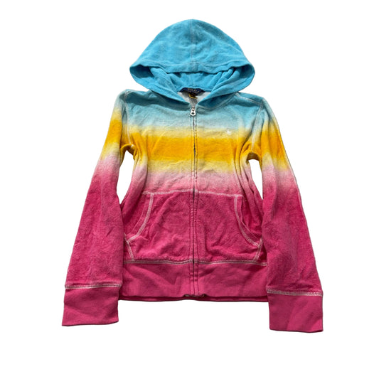 Polo Ralph Lauren Girls Rainbow Ombre Terry Cloth Zip-Up Hoodie Pockets Size M