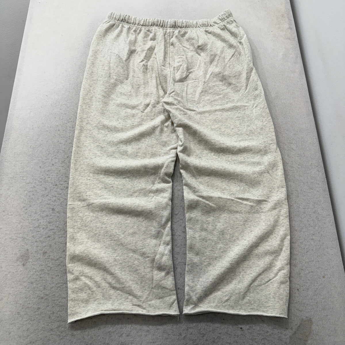 Men's Light Grey Wide Leg Knit Sweatpants Pockets Drawstring Size XL