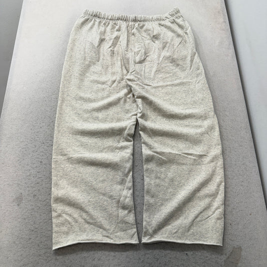 Men's Light Grey Wide Leg Knit Sweatpants Pockets Drawstring Size XL